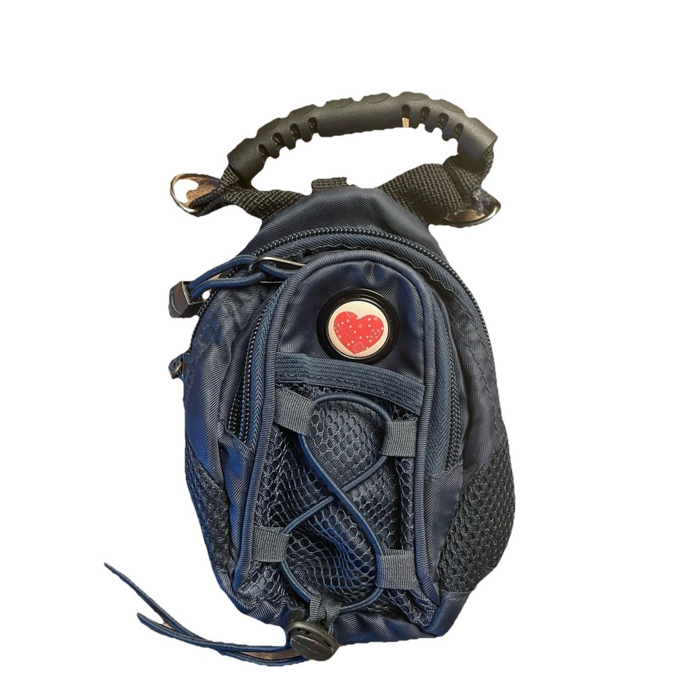 Mini Day Fanny Pack Clip Blue Heart Pin Button Missing Crossbody Strap